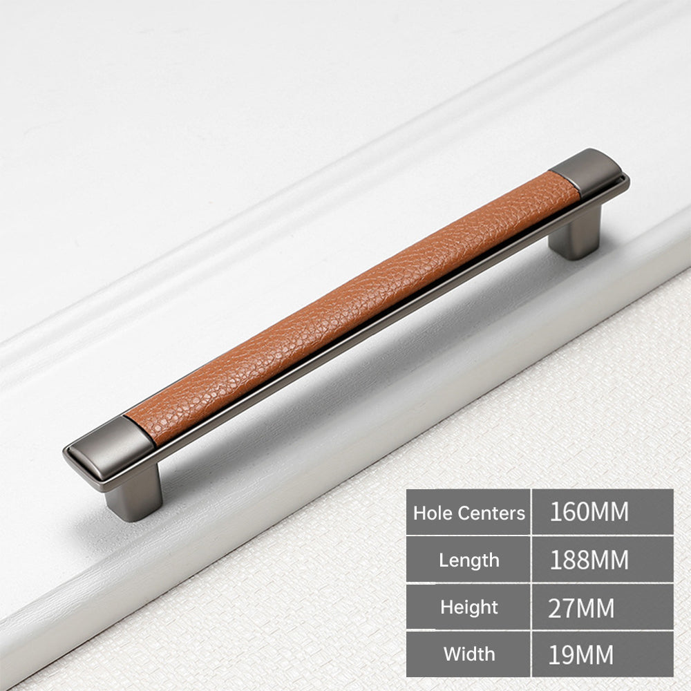 Retro Brown Leather Drawer Handles