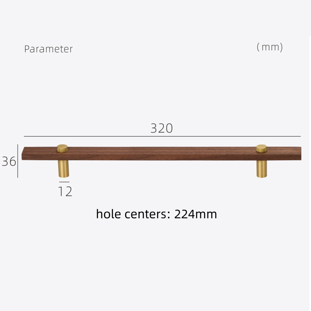 Stylish and Durable Walnut Brass Cabinet Handles