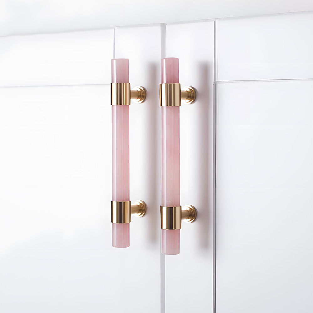 French Crystal Marble Brass Cabinet Drawer Handle