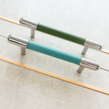 Colorful Leather Stainless Steel Cabinet Pulls for Kitchen Decor