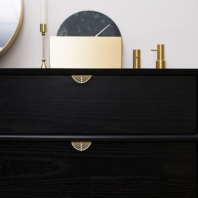 Gold Leaf Brass Cabinet Wardrobe Pulls Drawer Knobs