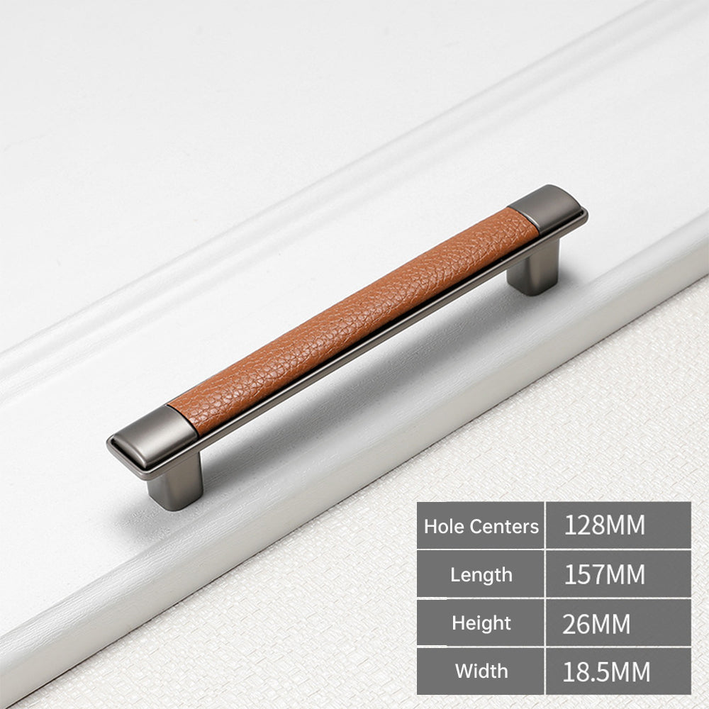 Retro Brown Leather Drawer Handles