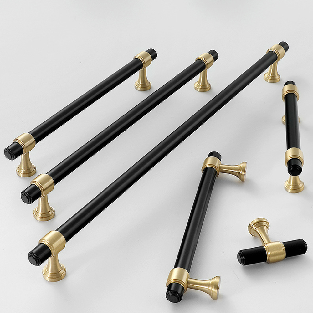 Modern Brass Black & Gold  Kitchen Cabinet Drawer Pulls
