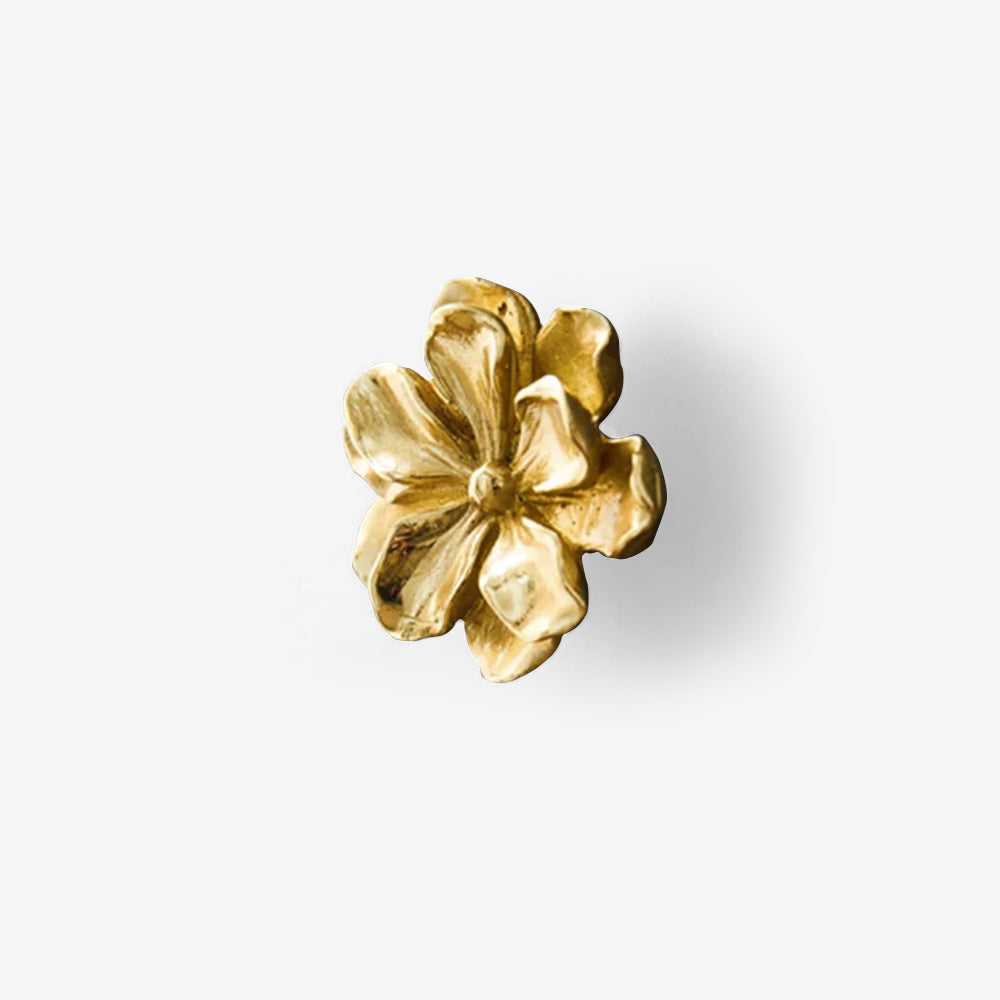 Modern Drawer Knob Brass Flower Knob Gold Decorative Knob for Kitchen