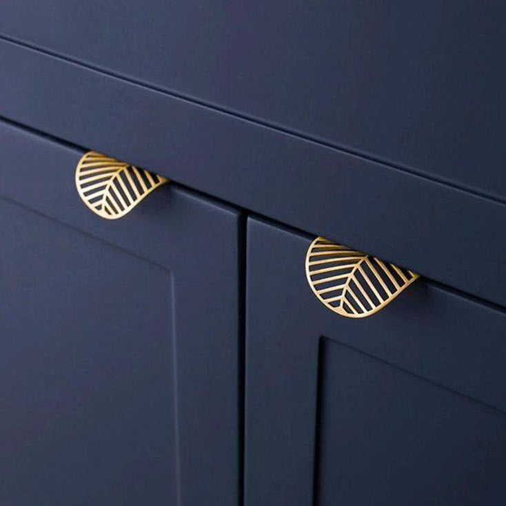 Gold Leaf Brass Cabinet Wardrobe Pulls Drawer Knobs