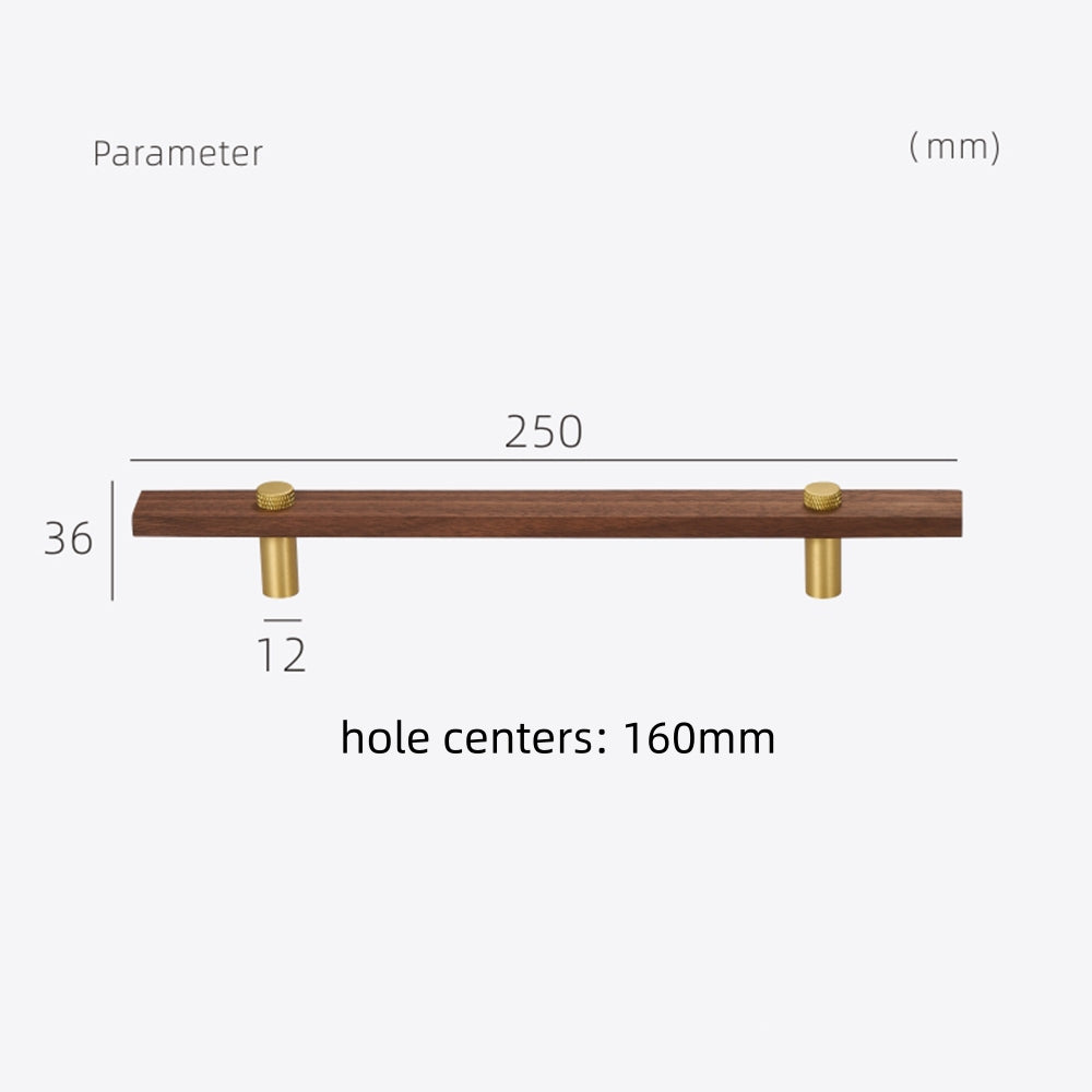 Stylish and Durable Walnut Brass Cabinet Handles