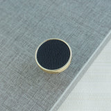Polished Brass and Leather Cabinet Handles