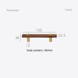 Stylish and Durable Walnut Brass Cabinet Handles
