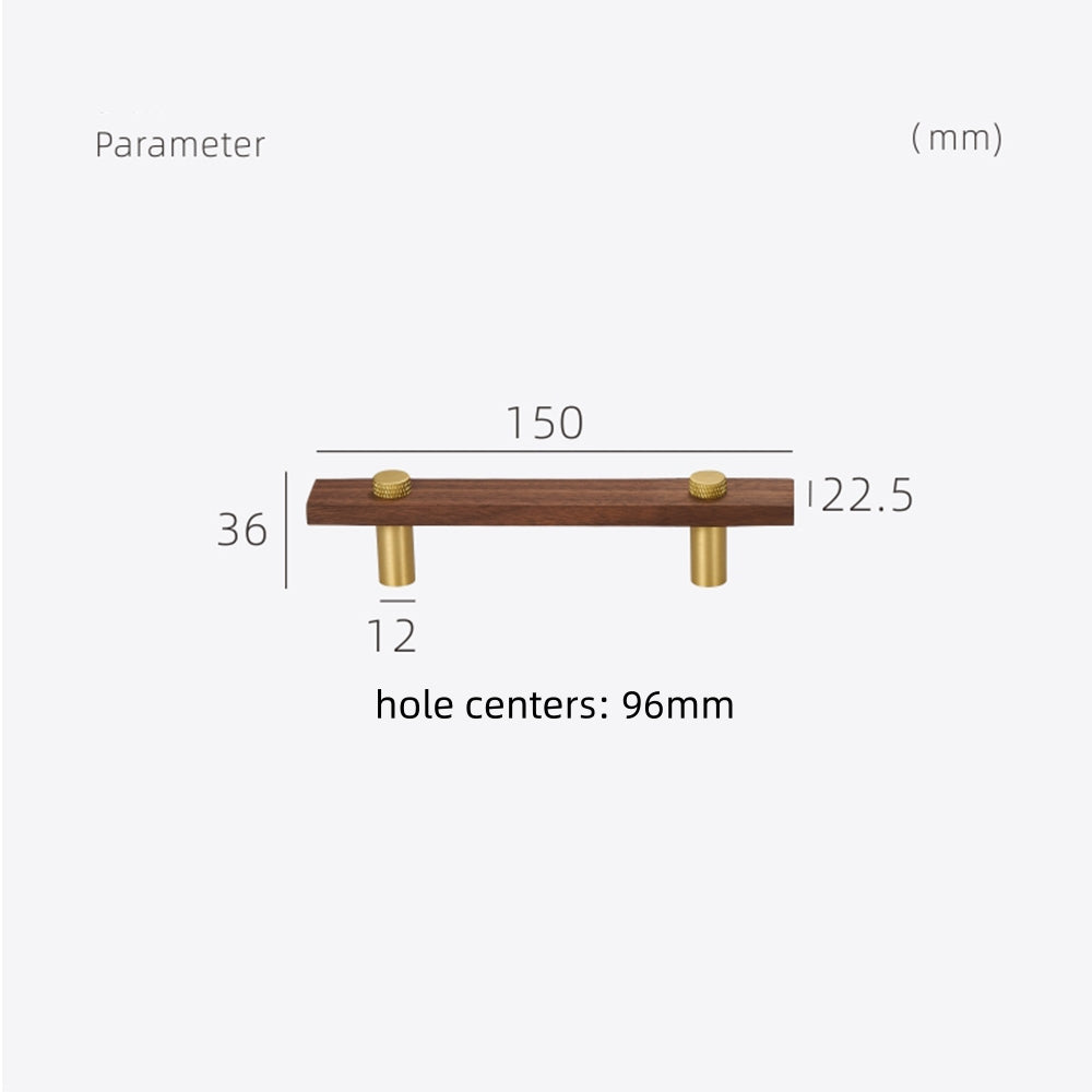 Stylish and Durable Walnut Brass Cabinet Handles