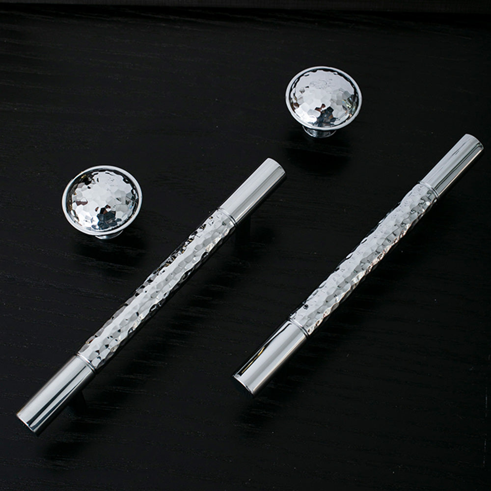 Glittery Silver Hammered Cabinet Bar Handle