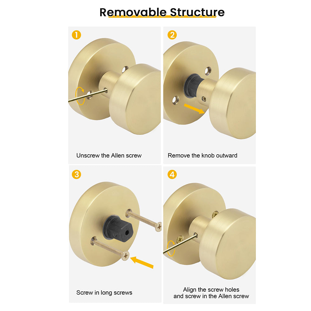 Heavy Duty Zinc Alloy Indoor Rounded Bathroom Door knobs