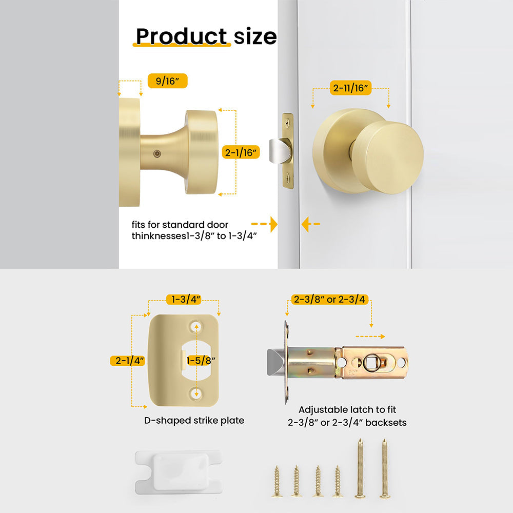 Heavy Duty Zinc Alloy Indoor Rounded Bathroom Door knobs