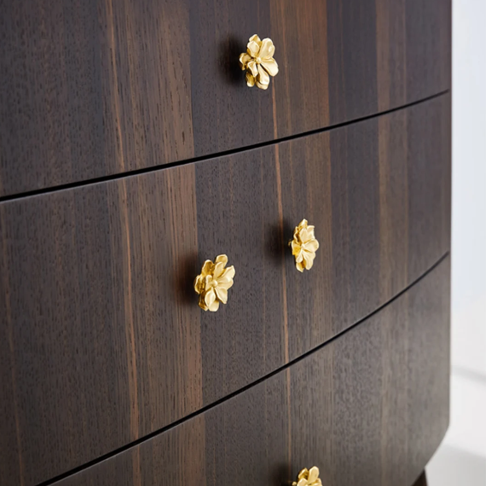 Modern Drawer Knob Brass Flower Knob Gold Decorative Knob for Kitchen