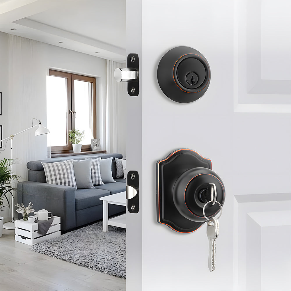 Keyed Entry Front Door Knob Set with Deadbolt