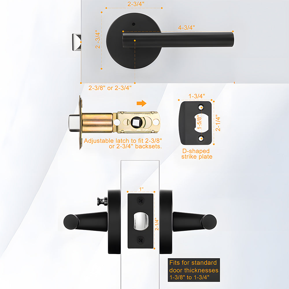 Zinc Alloy Gold Black Door Lever Handles