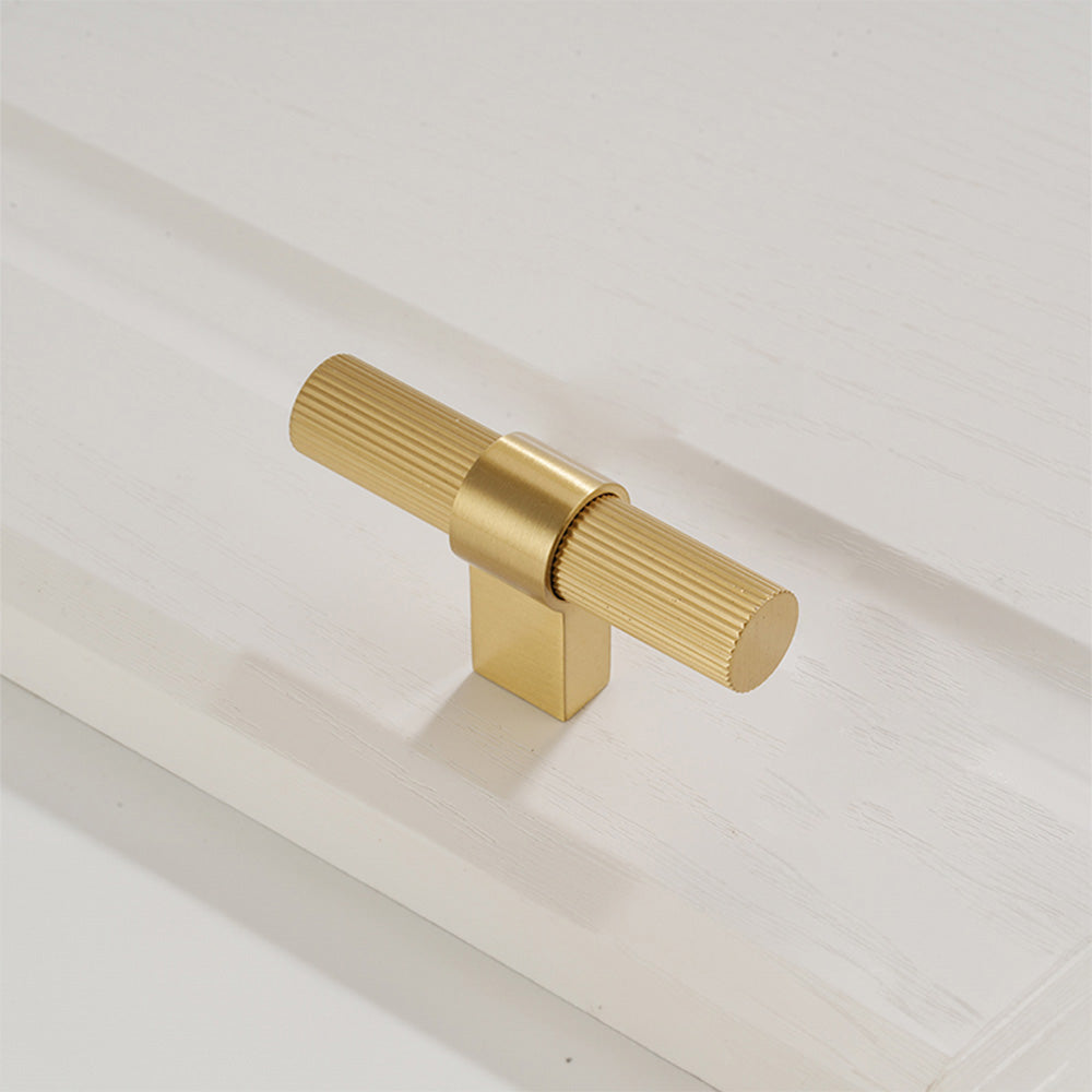 Solid Brass Gold Knurled Hardware Kitchen Cabinet Pulls