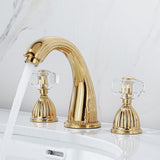 Retro Crystal Handles 3 Holes Widespread Bathroom Faucet