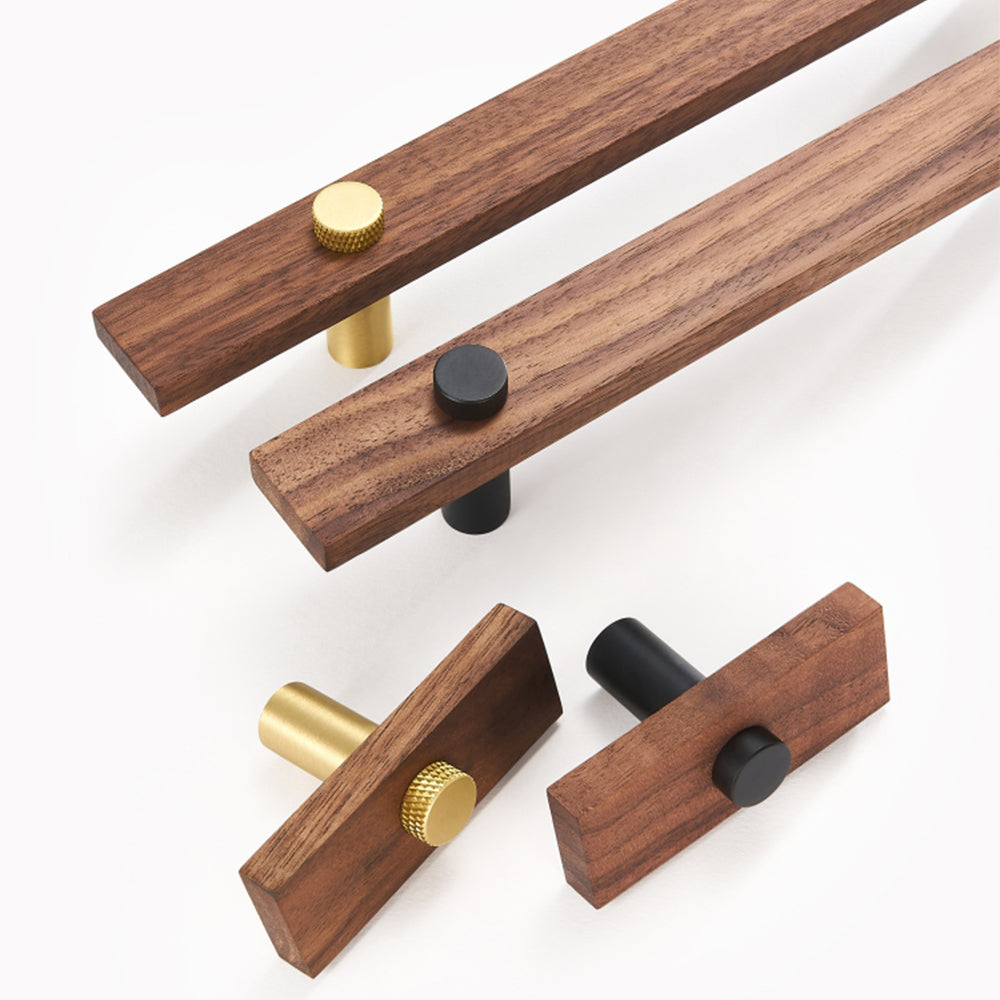 Stylish and Durable Walnut Brass Cabinet Handles