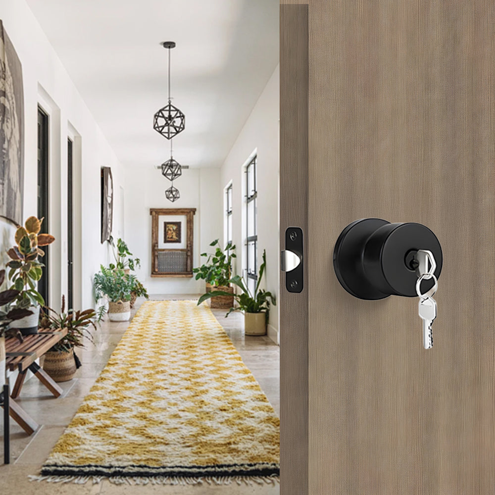Exterior Black Keyed Door Knobs