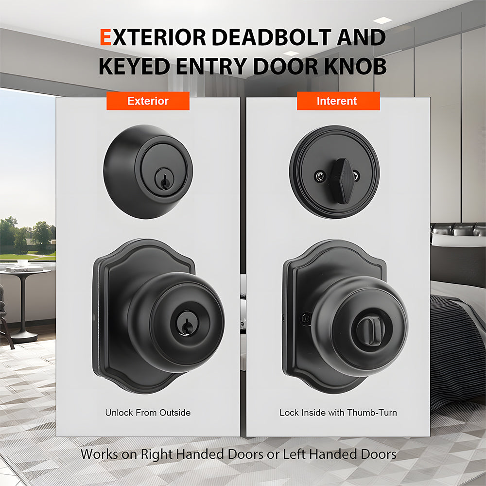 Keyed Entry Front Door Knob Set with Deadbolt