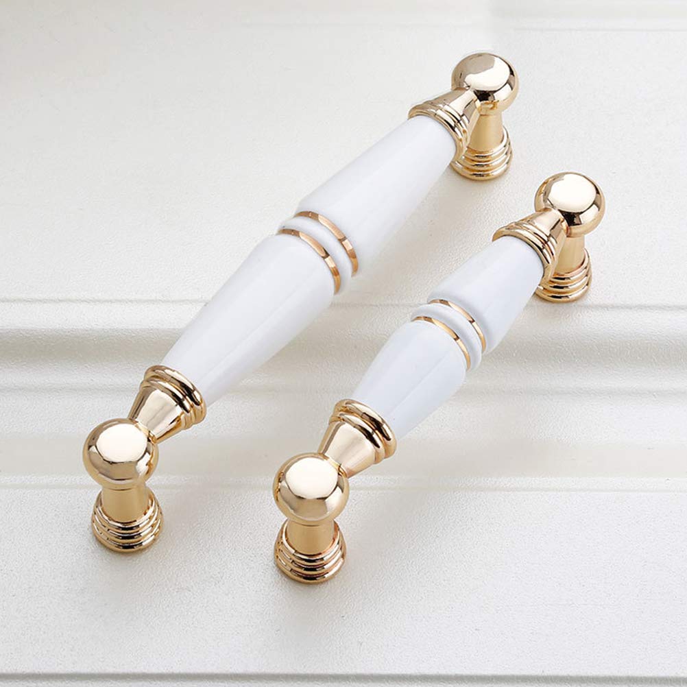 Light Luxury Gold White Creamic Kitchen Door Handles