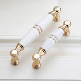 Light Luxury Gold White Creamic Kitchen Door Handles