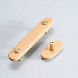 Rustic Long Beech Finish Wooden Drawer Pulls