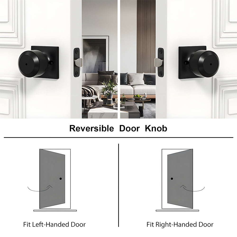 Black Simple Round Door Knob for Room