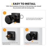 Black Simple Round Dummy Door Knob for French Doors