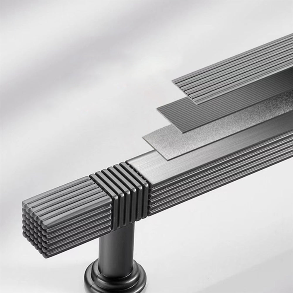 Modern Solid Thickened Zinc Alloy Square Stripe Cabinet and Drawer Handles