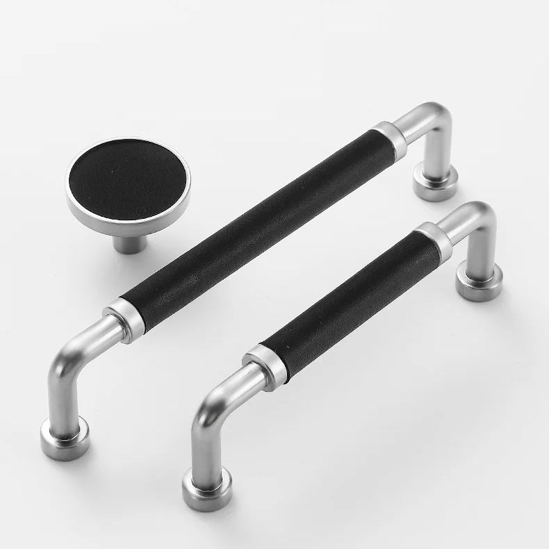Full Grain Leather Brass Cabinet Wardrobe Pull And Knobs
