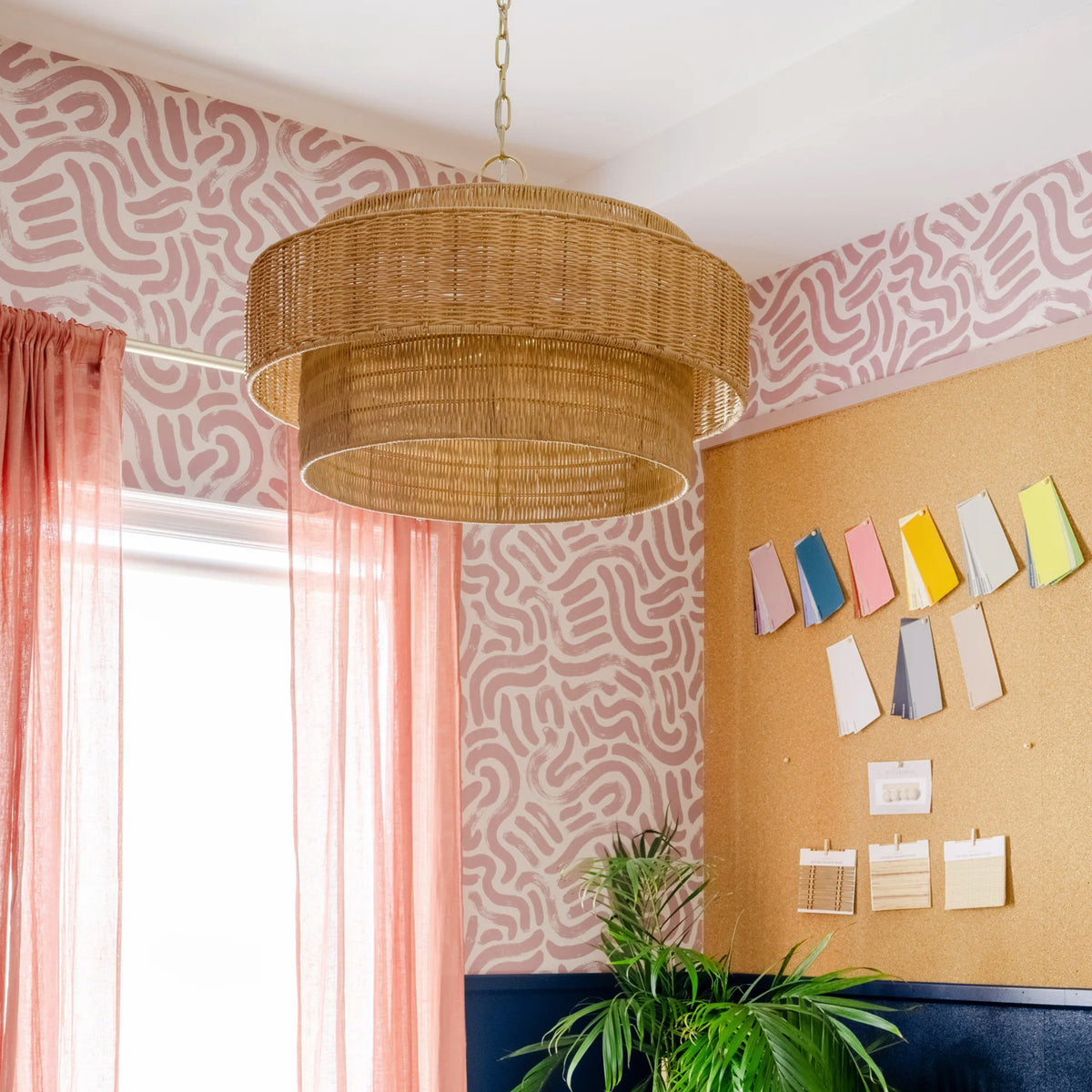 Danica Wicker Pendant — Handwoven Hanging Light with Warm Filtered Glow
