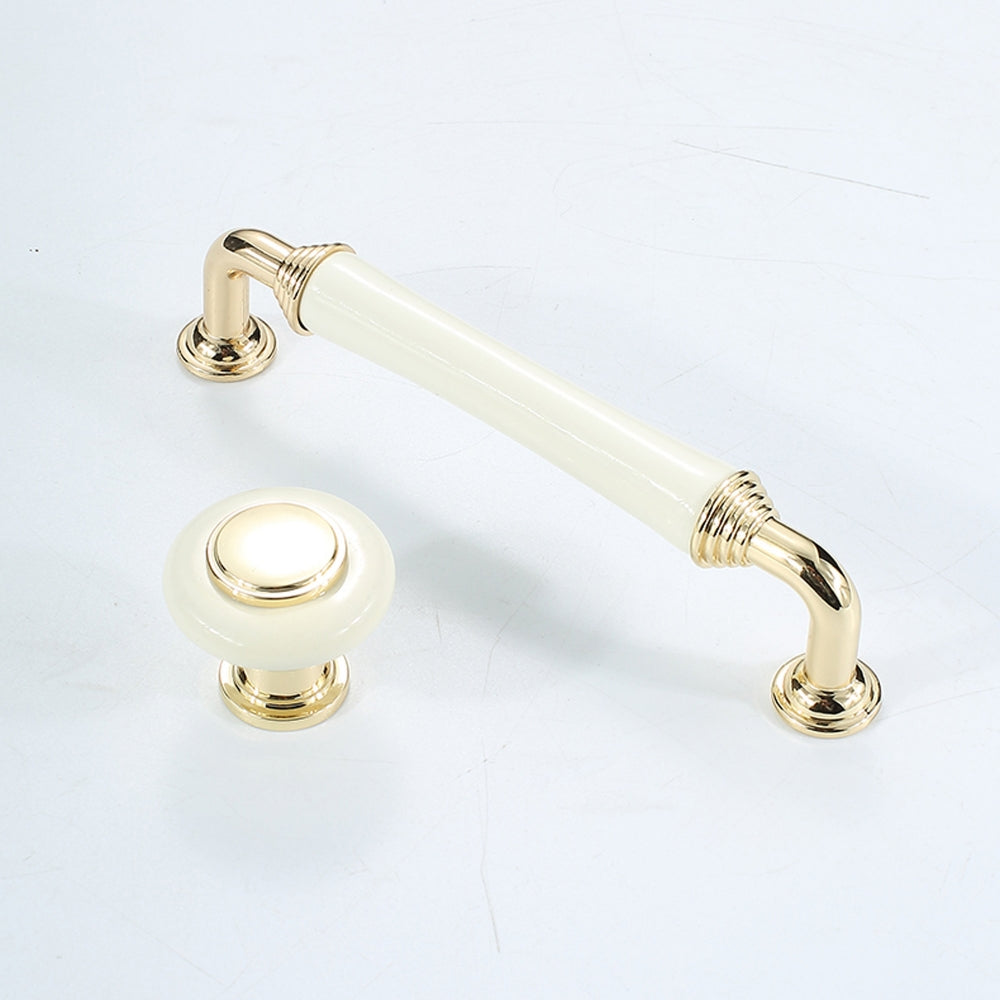 Light Luxury Gold White Creamic Kitchen Door Handles
