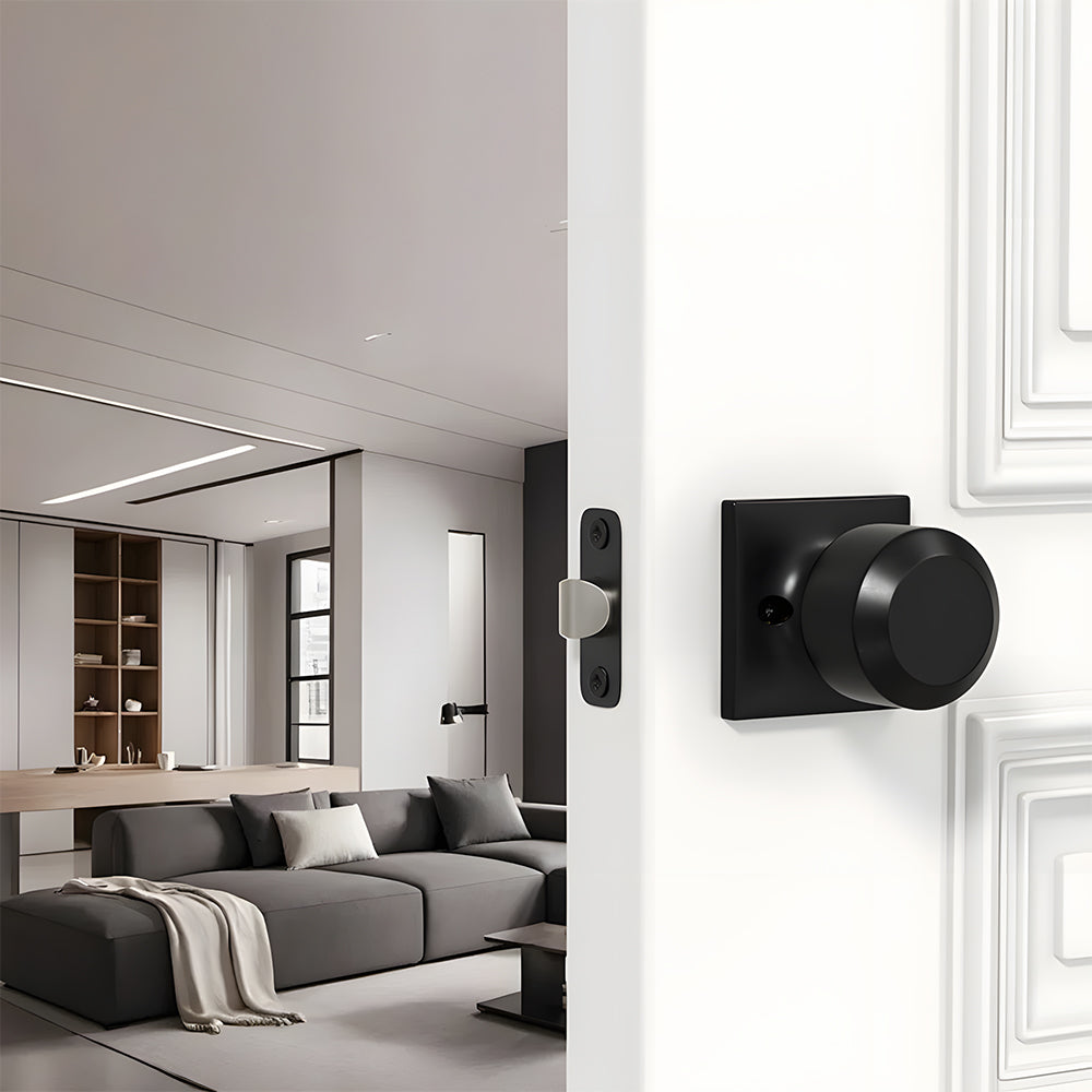 Black Simple Round Passage Door Knob for Hallway