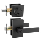 Square Contemporary Entry Door Handleset with Deadbolt