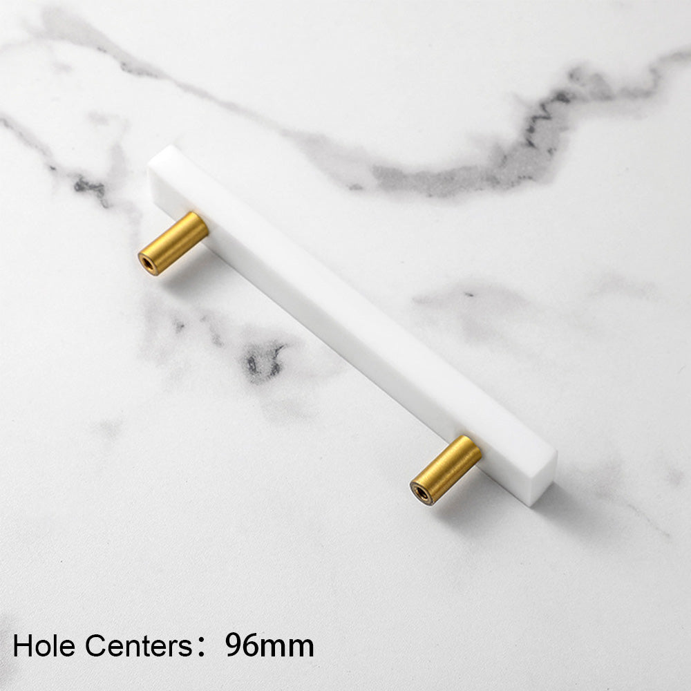 Nordic Light Luxury Marble Brass Square Cabinet Handles