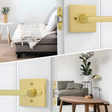 Brushed Gold Privacy Interior Door Lever for Bathroom Bedroom