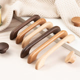 Long Solid Wood Finished Curved Arch Round Cabinet Handle for Kitchen