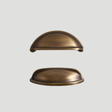 Vintage Shell Solid Brass Bin Cup Pulls For Drawer