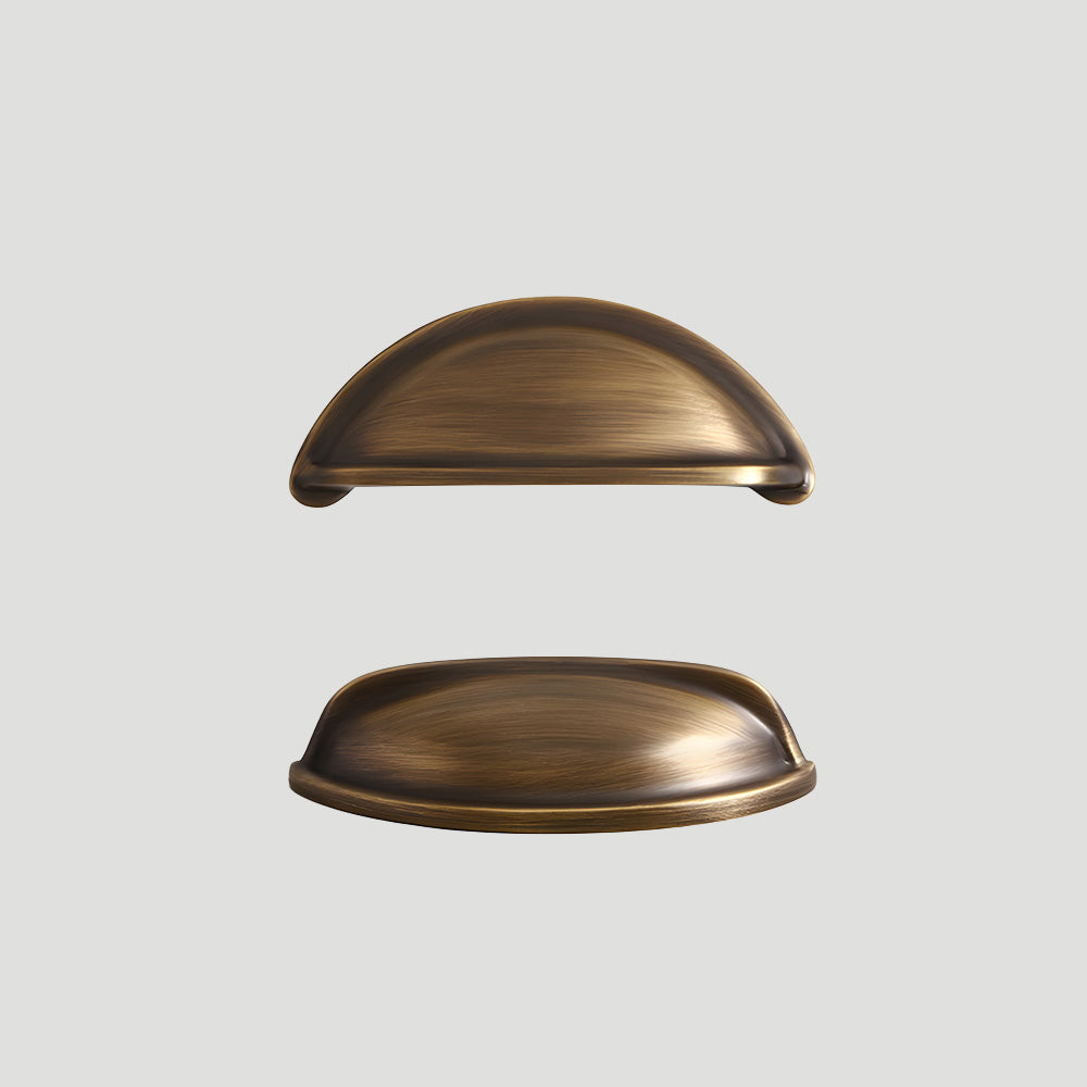 Vintage Shell Solid Brass Bin Cup Pulls For Drawer