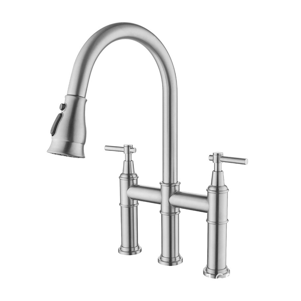 Three-hole Kitchen Sink Universal Pull-out Faucet