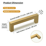 Brushed Brass Kitchen Handles Square Drawer Pulls