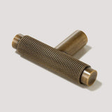 Brass Knurled T-Bar Cabinet Drawer Handles