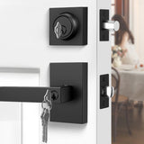 Square Contemporary Entry Door Handleset with Deadbolt