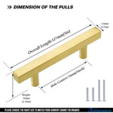 Square Brushed Gold Cabinet Pulls  For Kitchen