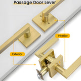 Brushed Gold Decorative Interior Door Lever Door Handle