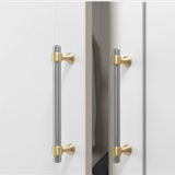 Brown & Silver Modern Brass Cabinet Drawer Handles