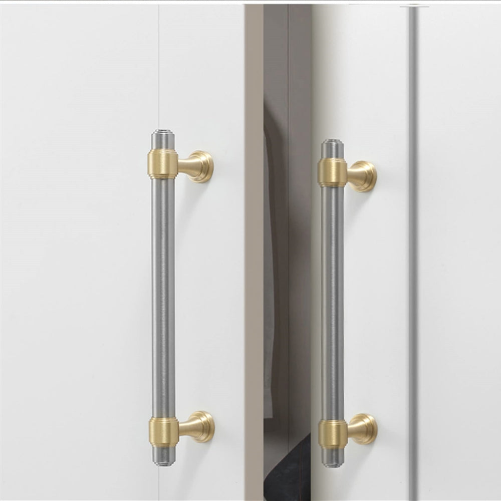 Brown & Silver Modern Brass Cabinet Drawer Handles