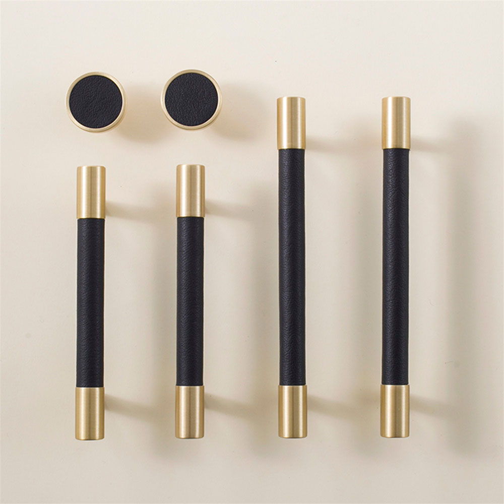 Colorful Brass Leather Cabinet Dresser Drawer Pulls