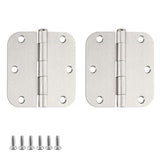 3.5 x 3.5'' Inch Satin Brass Door Hinges with 5/8'' Radius Corners